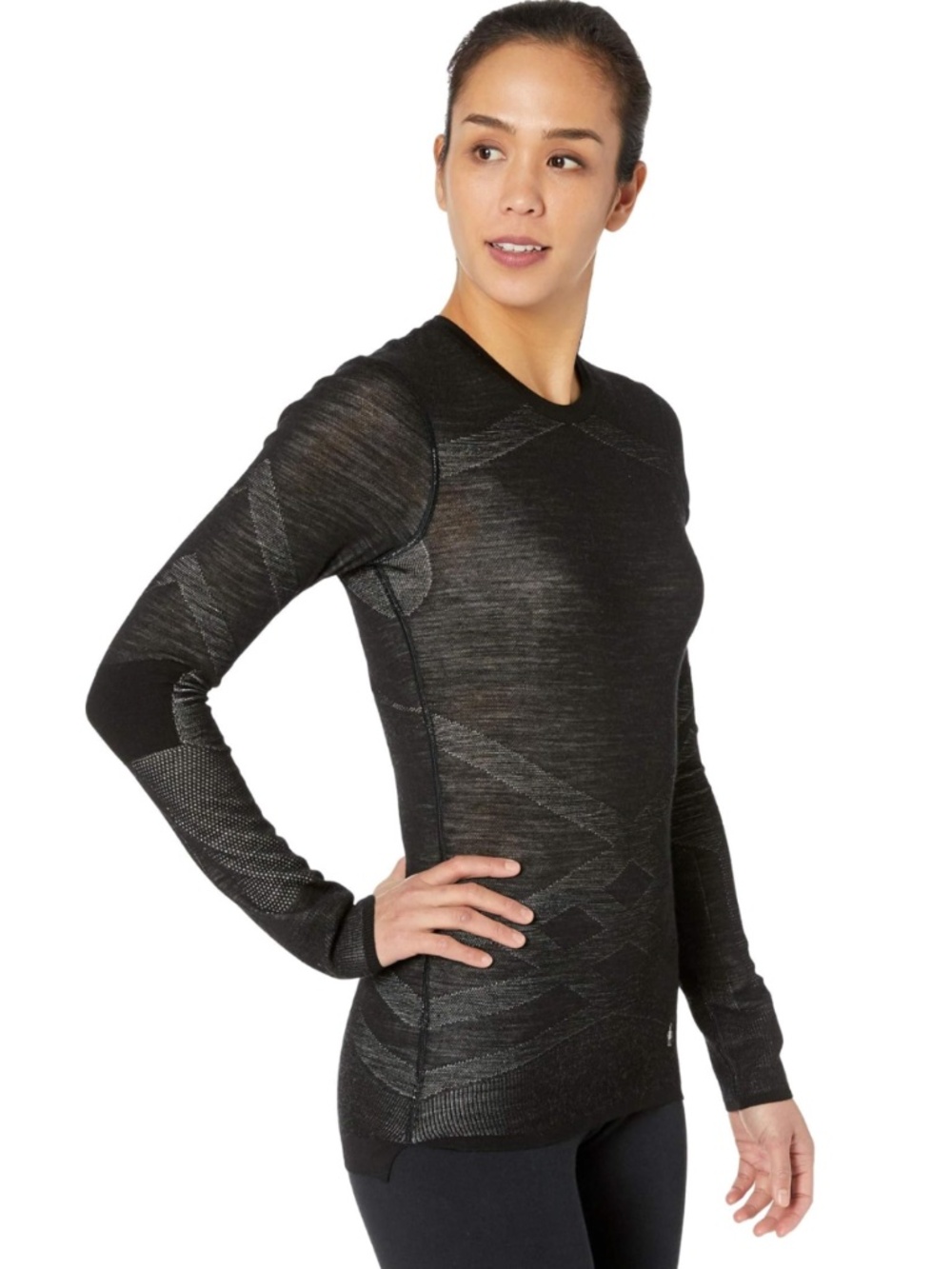 Smartwool Intraknit 200 Thermal Merino Base Layer Crew Black-White Large Women's - Picture 7 of 17